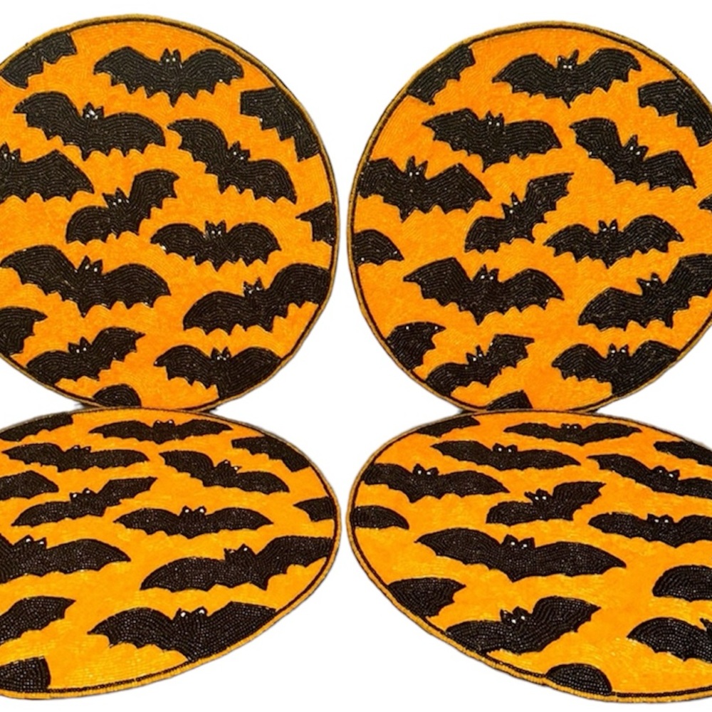 Halloween bat beaded charger placemats set of 4 by Max Studio
